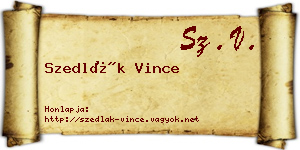 Szedlák Vince névjegykártya